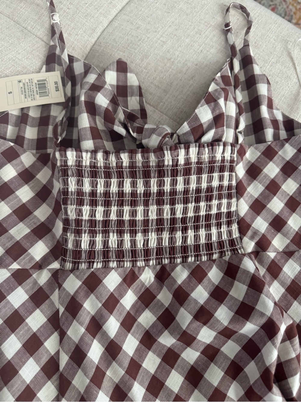 a new day Brown and Cream Gingham Button-Front Midi Dress - Picture 5 of 5